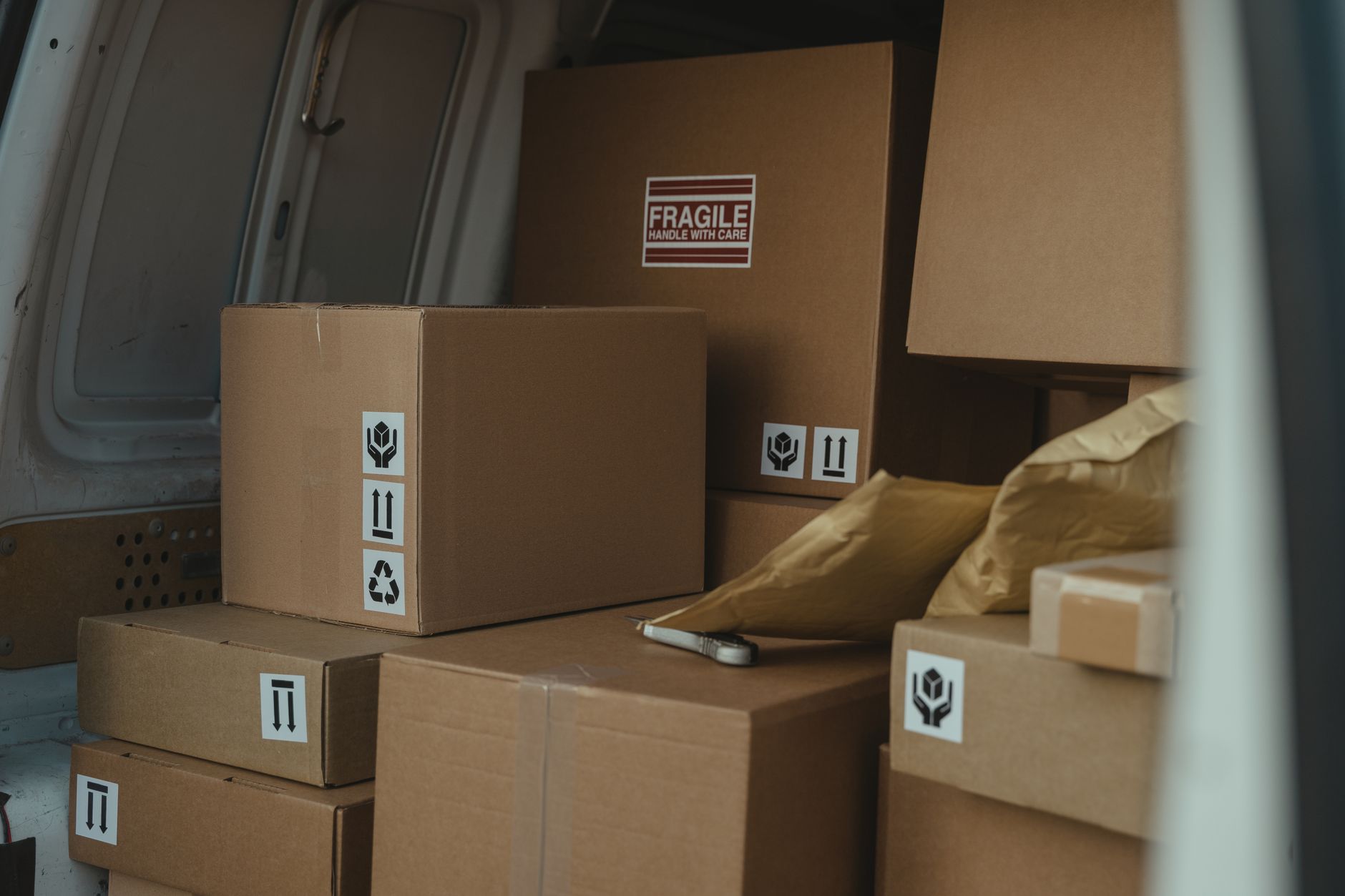 Cardboard cartons stacked indoors